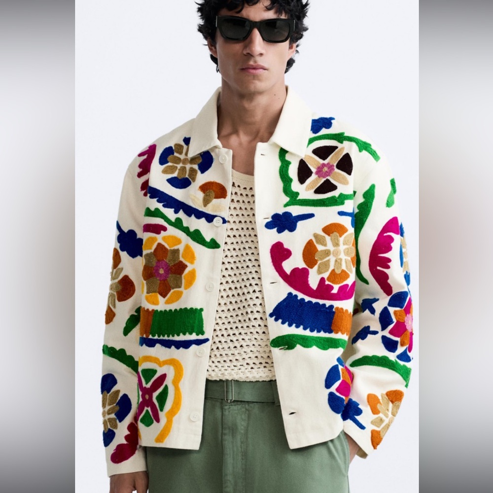 ZARA MAN BNWT SS24 EMBROIDERED JACKET LIMITED EDIT. MULTICOLOR XL 0881/455